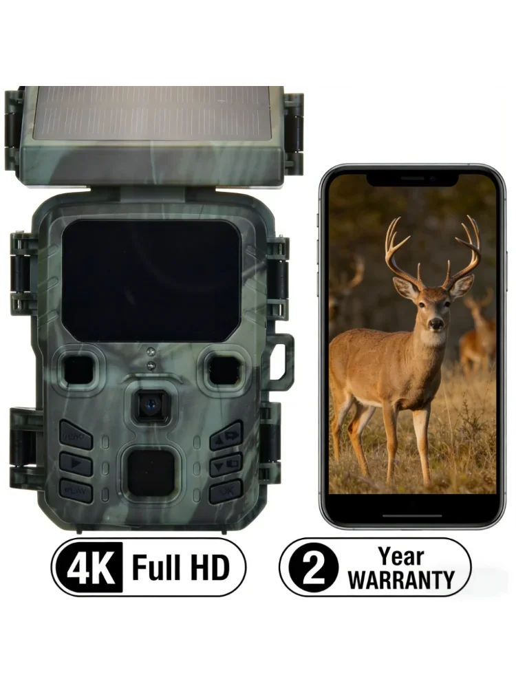 Caméra de suivi des sentiers de Vision nocturne à énergie solaire extérieure 50MP 4K chasse 0.3s déclencheur caméra de suivi de la faune piège caméra de jeu