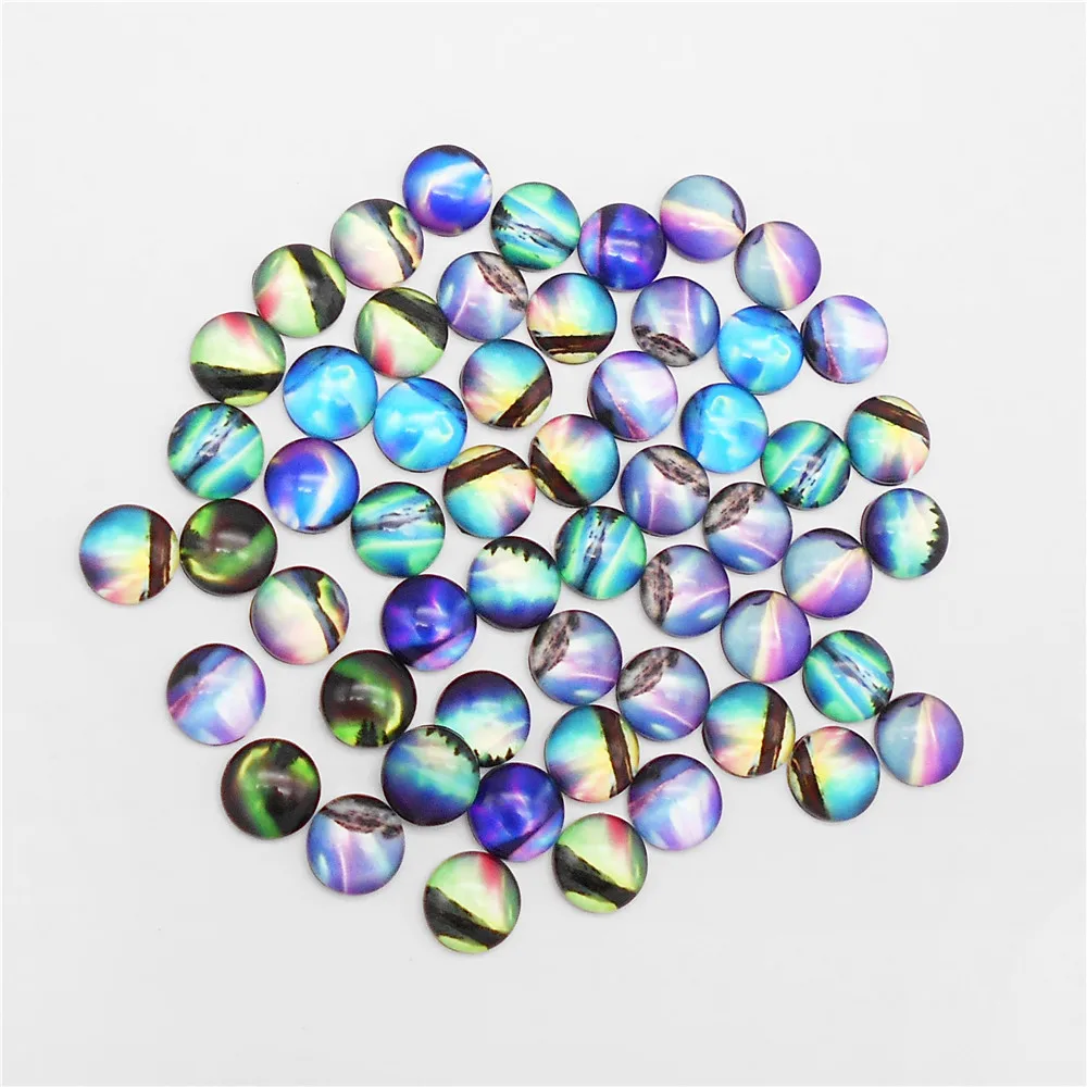 10-50PCS 8-30mm Round Glass Aurora Cabochons Random Colors Flat Back Cameo DIY Necklace Bracelet Jewelry Making Accessory