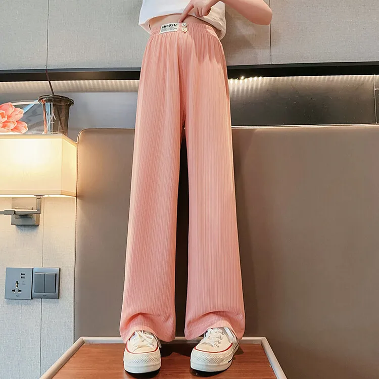 Girls' Wide leg Pants Summer Sports and leisure Pants 2024 New Fashionable Children's Pants Trendy Straight leg Pants 120-170CM