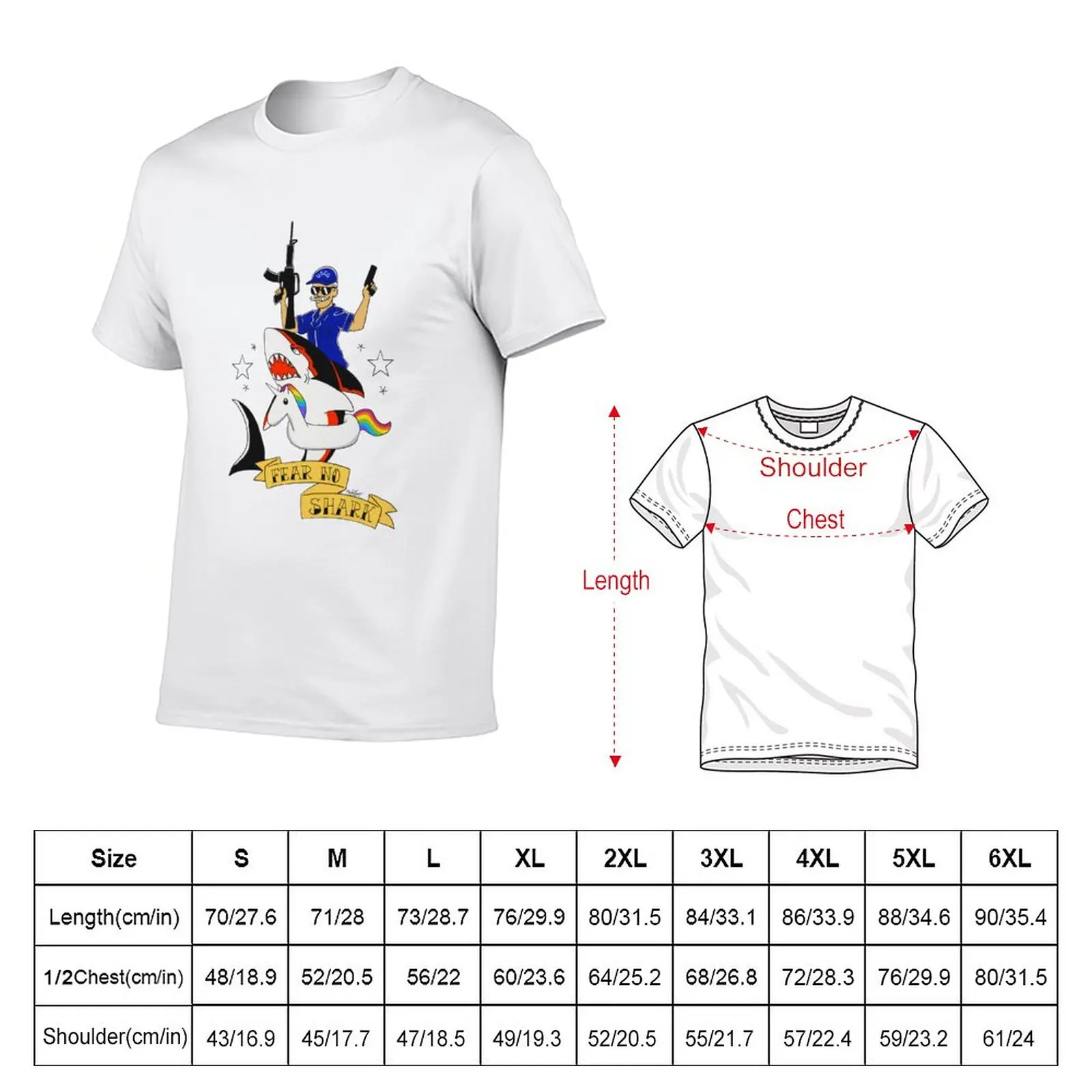 New Fear No Shark T-Shirt t-shirts man animal print shirt for boys men workout shirt