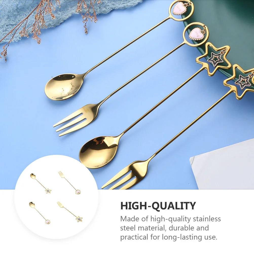 

1Set Stainless Steel Christmas Spoon Fork Star Heart Pendant Xmas Party Dinnerware Tableware Decoration Gift Xmas Dinnerware