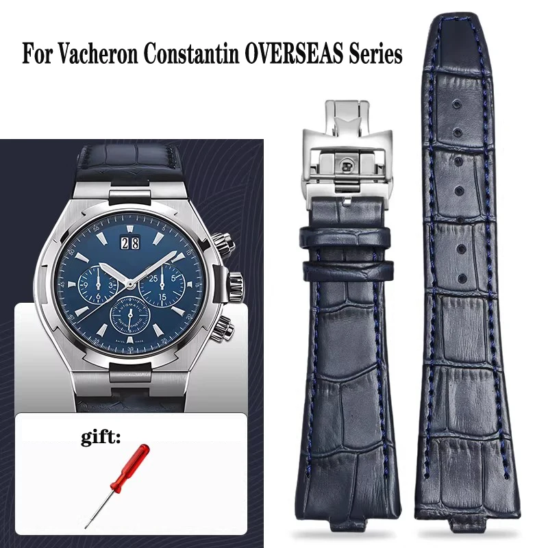Bracelet de montre en cuir véritable pour Vacheron Constantin, série OVERSEAS 4500V 5500V P47040, bracelet de montre à boucle en acier inoxydable 25x8MM