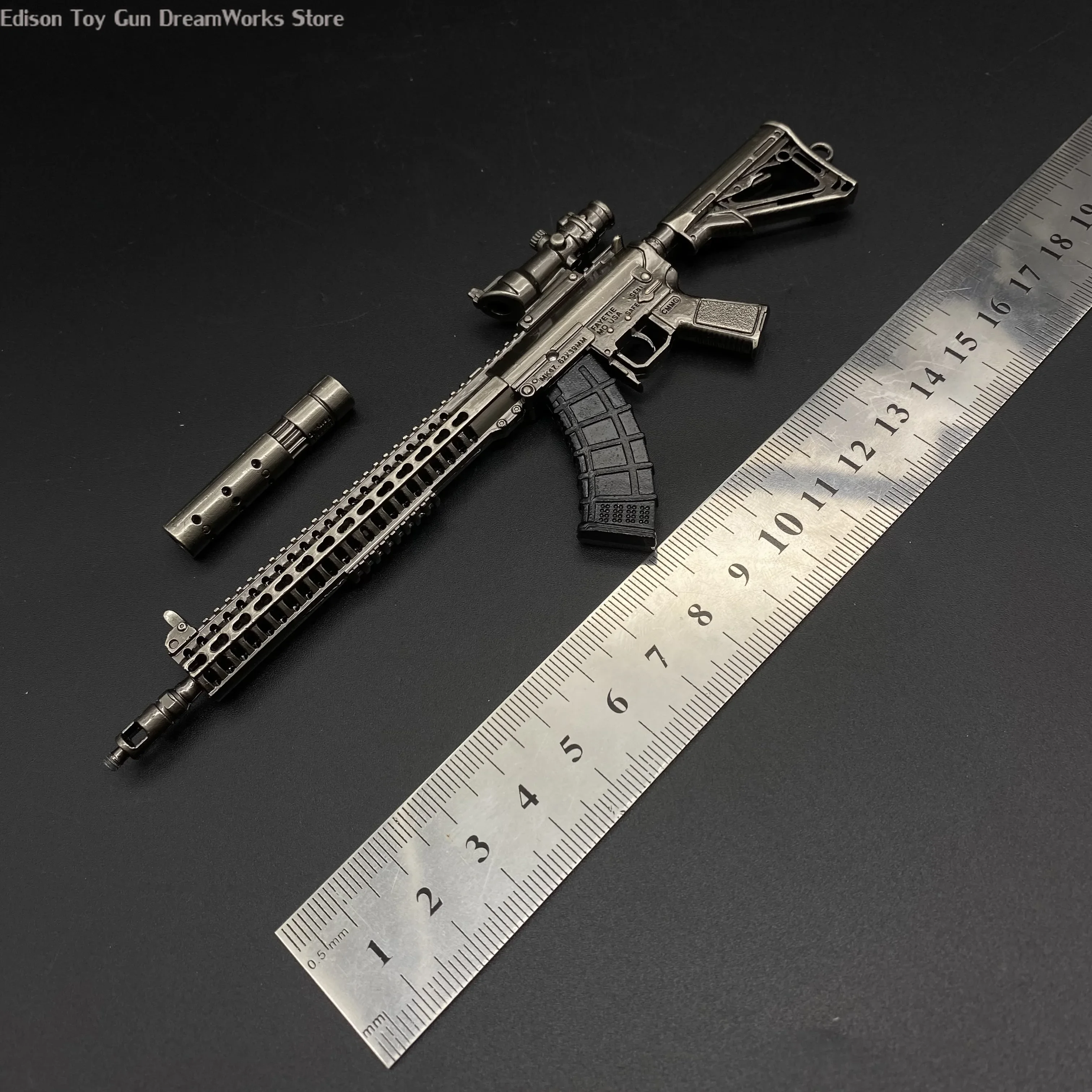 2024 neues Spielzeug 6.7 "mk47 Mutant Gewehr Modell Miniatur kleine winzige Pistole Replik Legierung Figur Geschenk Sammlung coole Schreibtisch Display Kunst