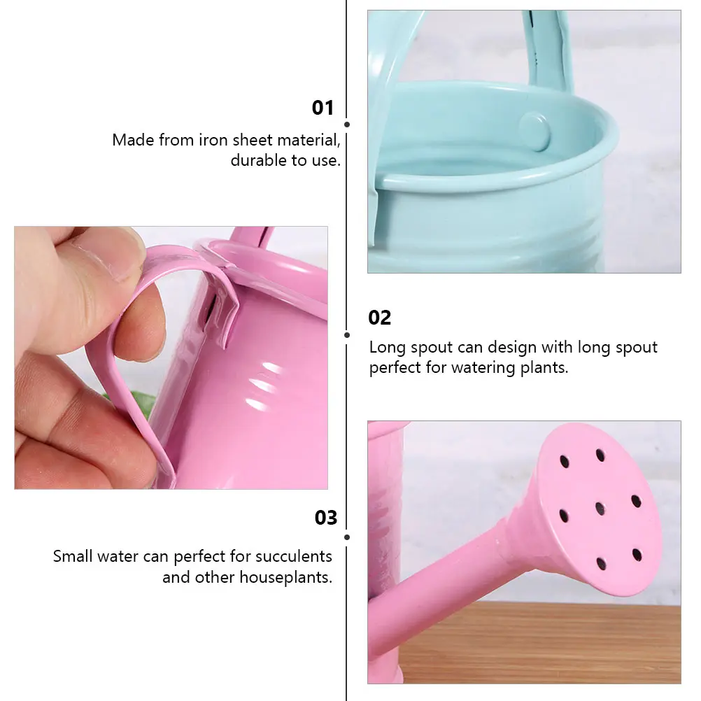 

4pcs Iron Sheet Watering Can Durable Long Spout for Plants Succulents Gardening Tool Mini Kettle