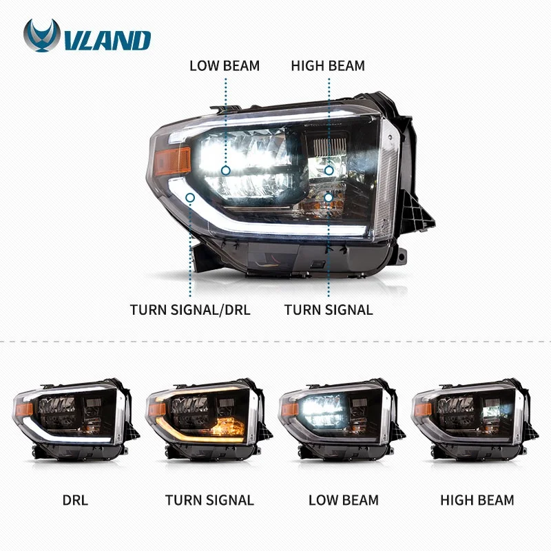 Plug And Play LED Front Headlight Assembly For Toyota Tundra 2014-2021, Stable Light Source Durable Automotive Head Lamp Parts