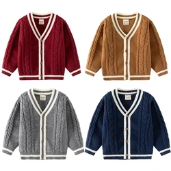 New Fashion Boys' Sweater Autumn and Winter Children's Sweater Casual Cardigan Button Handsome Children's Wear Baby Top