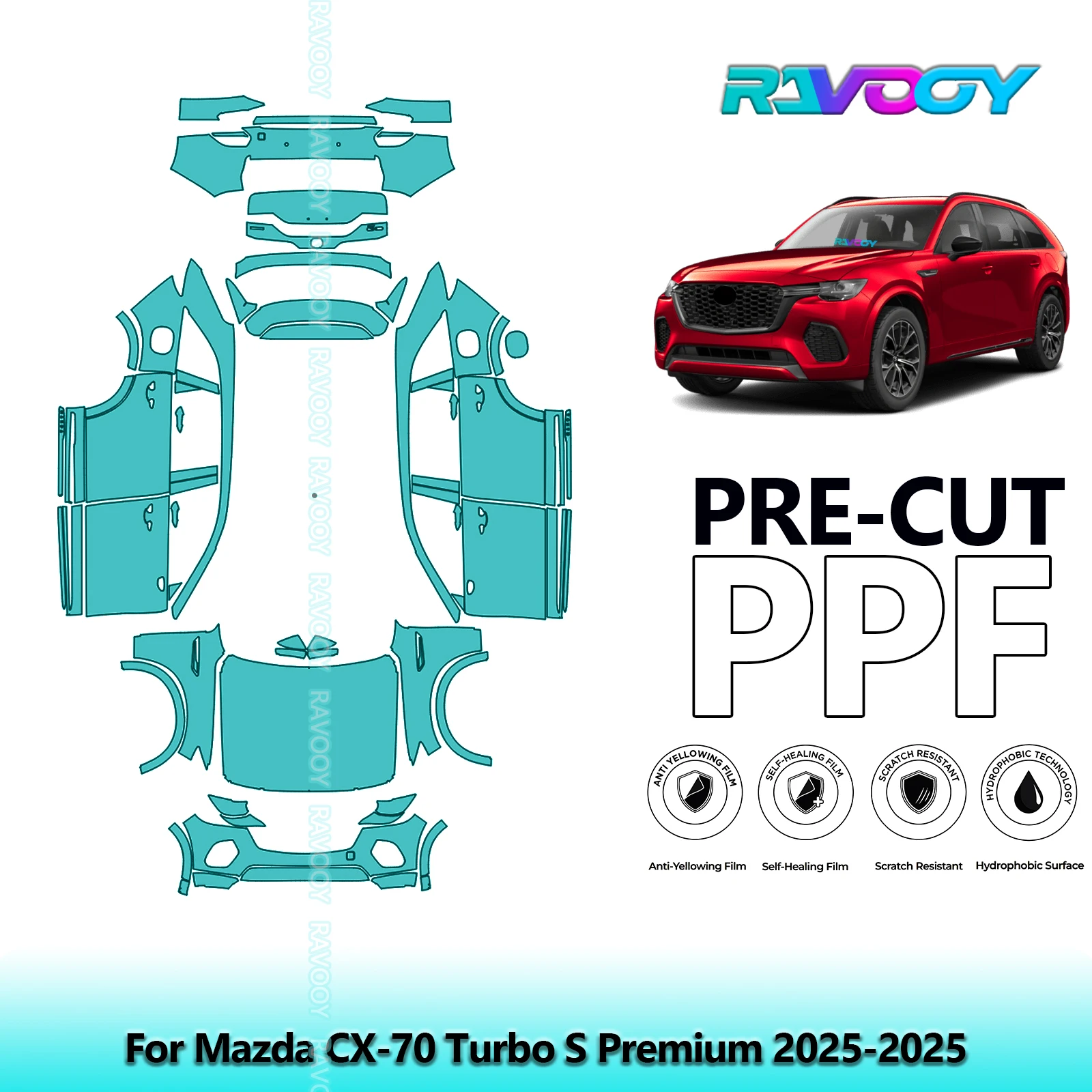 

8.5Mil Precut PPF Paint Protection Film Full Vehicle For Mazda CX-70 Turbo S Premium 2025-2025