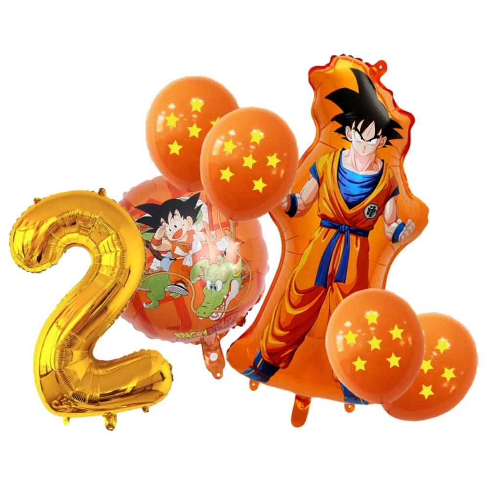 7 قطعة لعبة دراغونز بول جوكو الشكل عيد ميلاد الديكور اللاتكس الألومنيوم احباط بالونات رقمية مزيج وحصيرة مجموعة الاطفال لوازم الحفلات اللعب