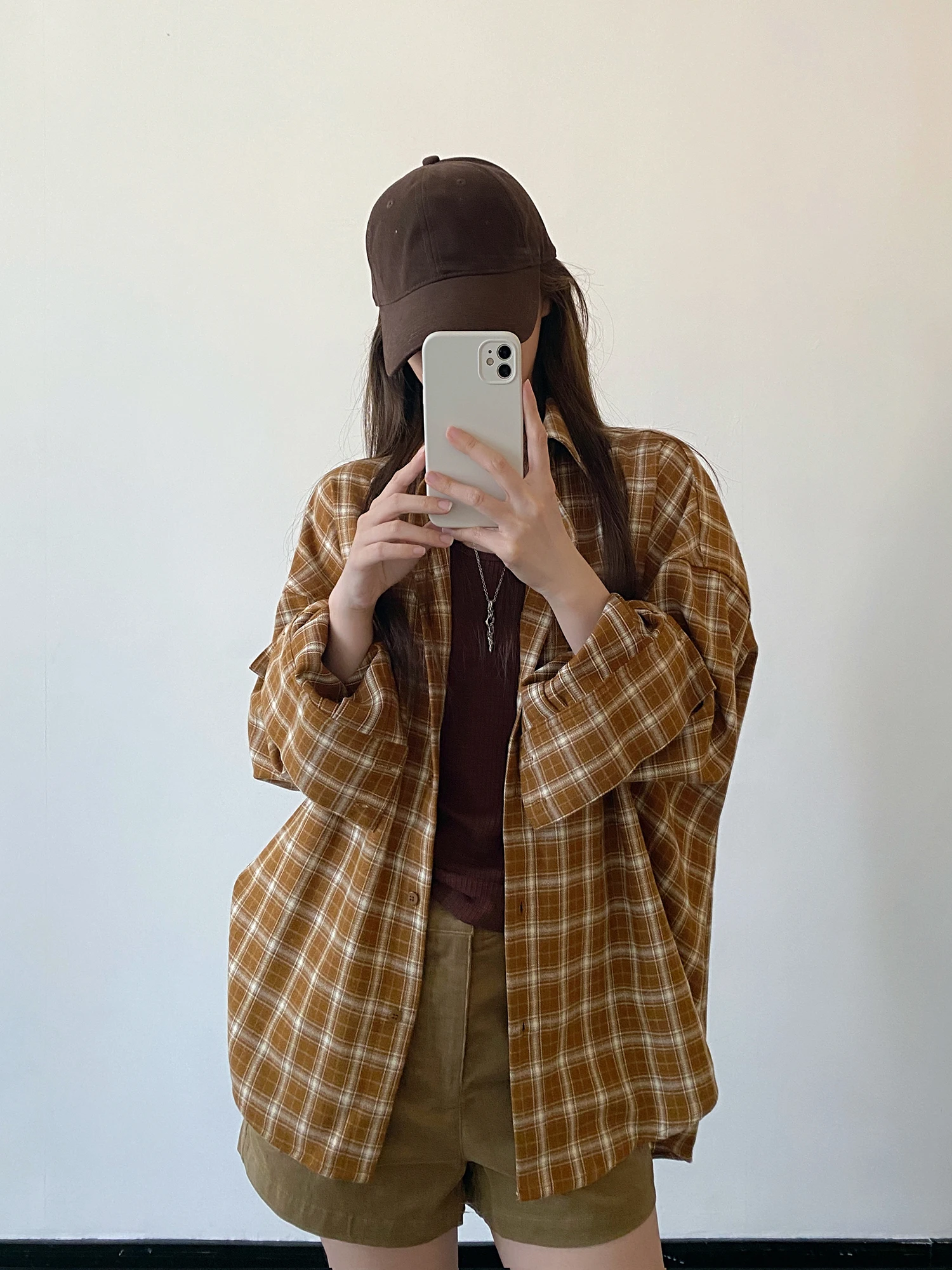 

SunYeo Vintage Versatile Yellow Plaid Shirt Spring Summer Loose Casual Slimming Single Buttoned Shirt Jacket Women's Fashion