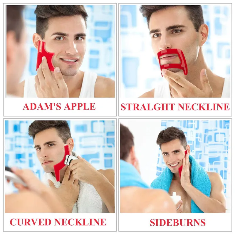 4pcs Beard Shaving Template Beard Guide Shaping Tool Hairline Template Stencil Neckline Shaving Mustache Edge Shaping Tool Kit