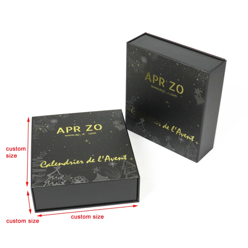 customized Crown Win Black 12 days Coated Calendar Boxes Printed with  Gold Stamping Logo Countdown Magnet Boxes and Drawer Box