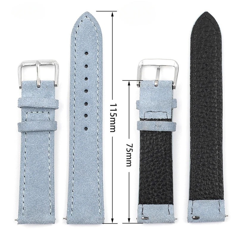 Vintage Suede Leather Watch Band Cowhide Stitching Bracelet 18mm 19mm 20mm 22mm 24mm Sport Quick Release Watch Strap Replacement