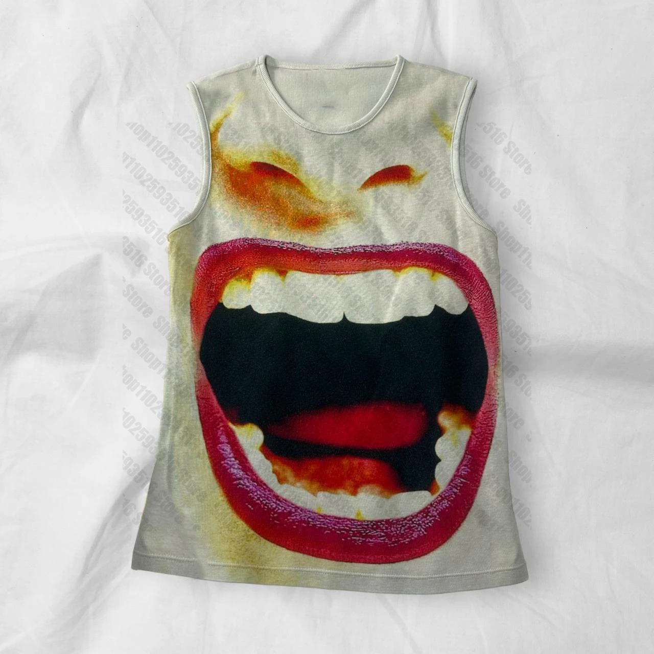 Mouths Print Gothic Clothes for Women Female Clothing Women's Corset Top Crop Tops Y2k Vintage Top Trashy Y2k 2000s Tops Woman