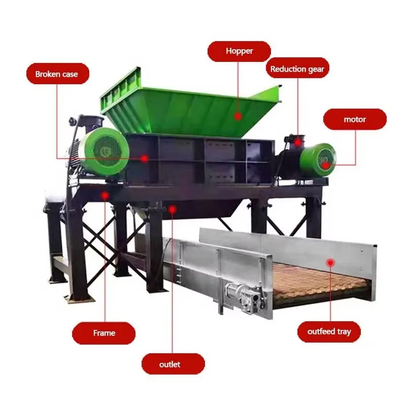 Customized Waste Plastic Crusher Solid Straw Stalks Crushing And Returning To The Field Dual-ax Double Shaft Shredder Machine