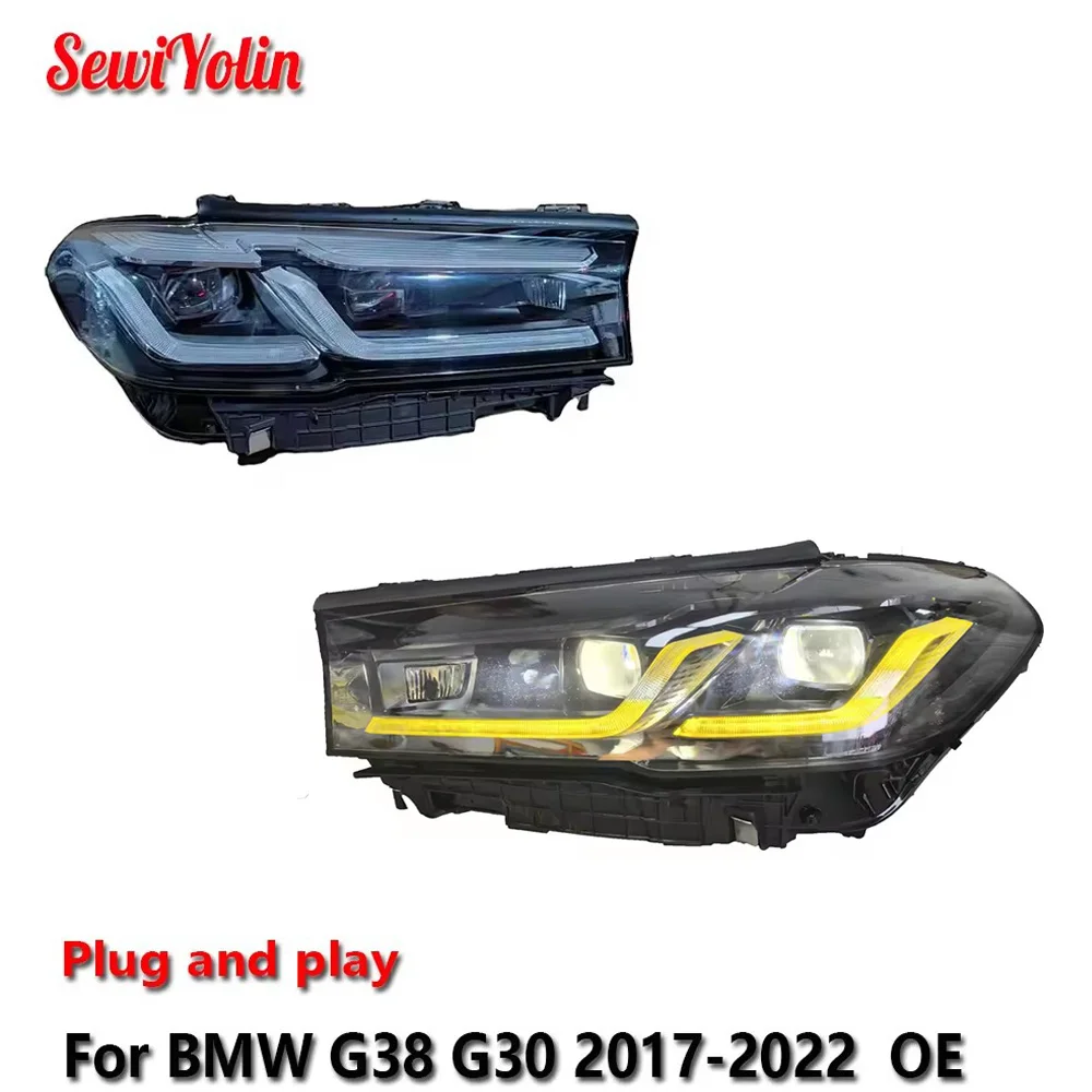 

Car LED Headlight Light Assemblies for BMW 5 2017-2022 G38 G30 Dual-color Auto Fog DRL Brake Turn Signal Lamp Plug and Play