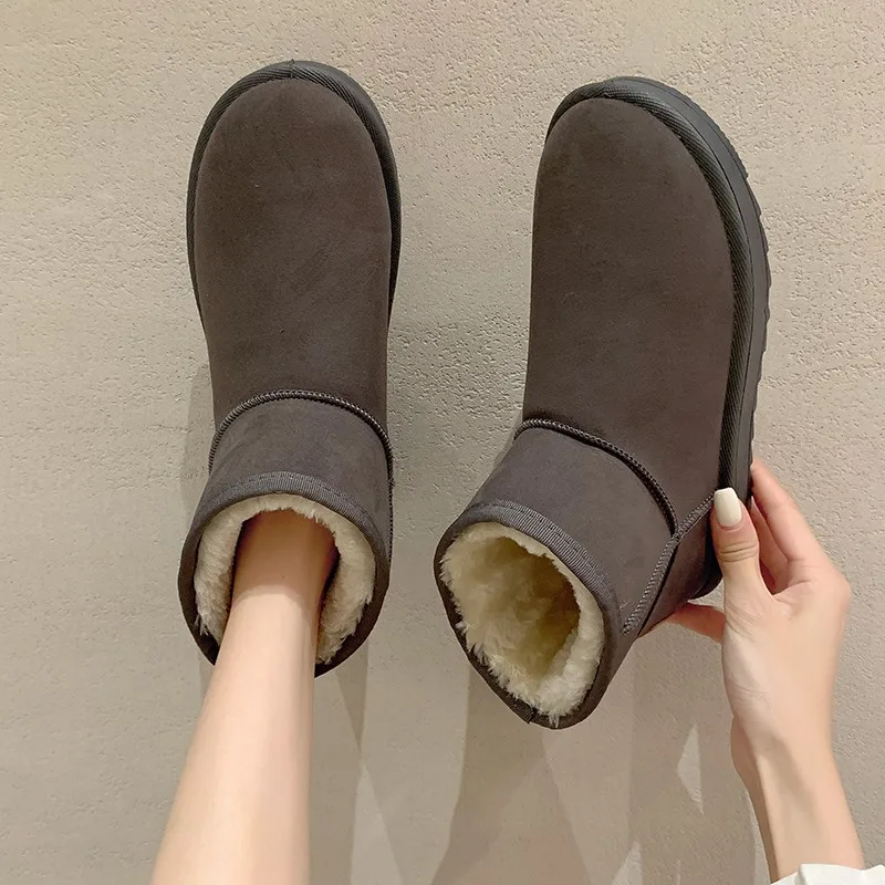 New Style Luxury Leather Classic Women Snow Boots Women\'s Cow Leather Ankle Boots Plus Size Winter Women Shoes Zapatos Mujer