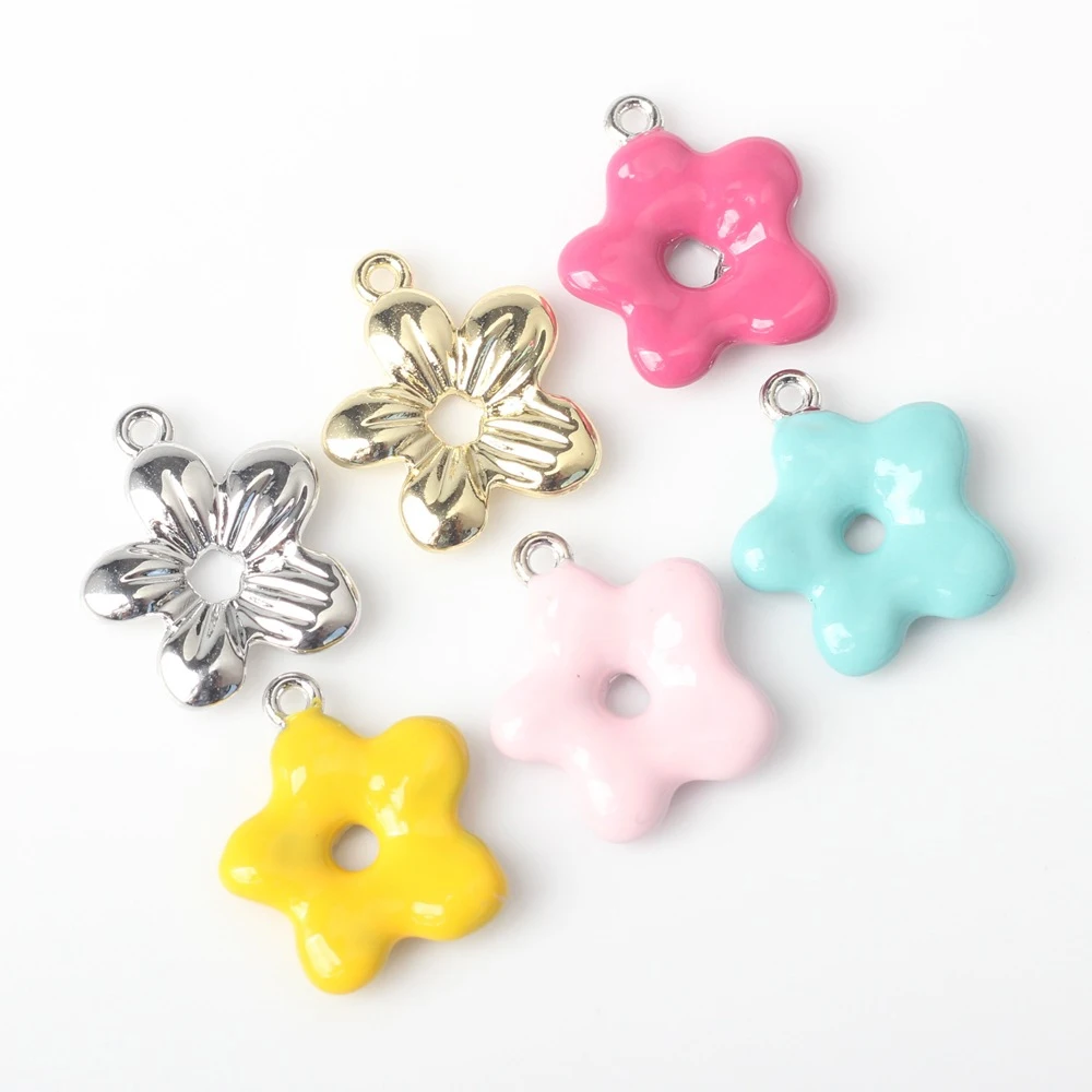

10 шт., простой милый цветной кулон с цветком, сделай сам, аксессуары для изготовления ювелирных изделий ручной работы, серьги, ожерелье, браслет, модные украшения