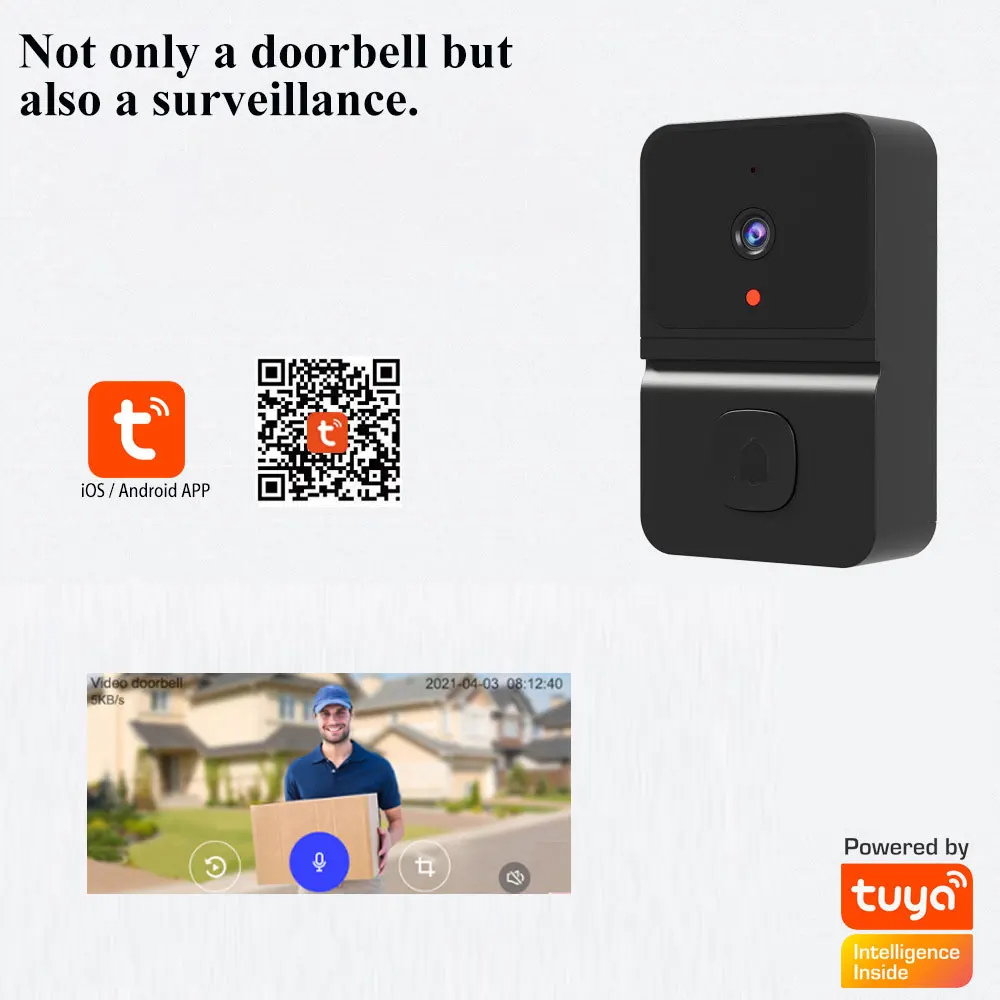 WiFi Video Doorbell Smart Life Tuya Doorbell Eye Peephole Camera Infrared detection Surveillance Smart Video Doorbell Voice Call