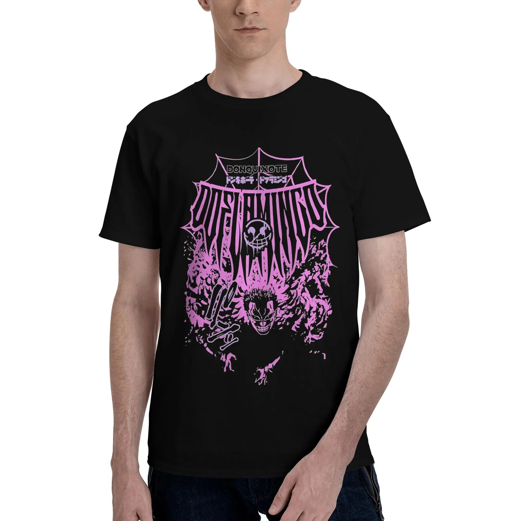 One Piece Doflamingo Lustiges Grafik-T-Shirt aus 100 % Baumwolle Bandai ONE PIECE T-Shirts Tops für Herren