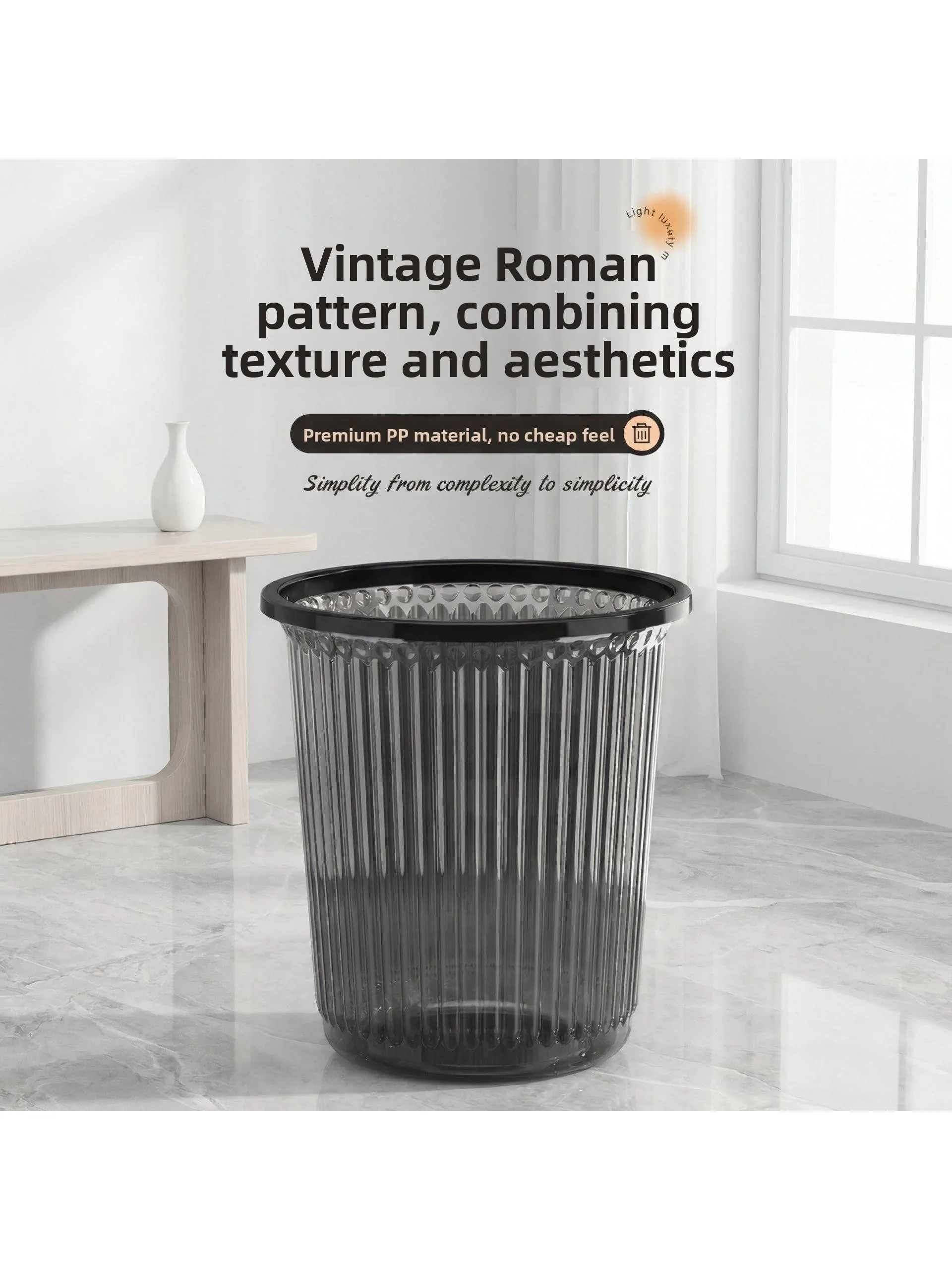 

Home Use Transparent Trash Can Open Top Kitchen Living Room Waste Bin Luxury Minimalist Style Garbage Can Dustbin Recycling