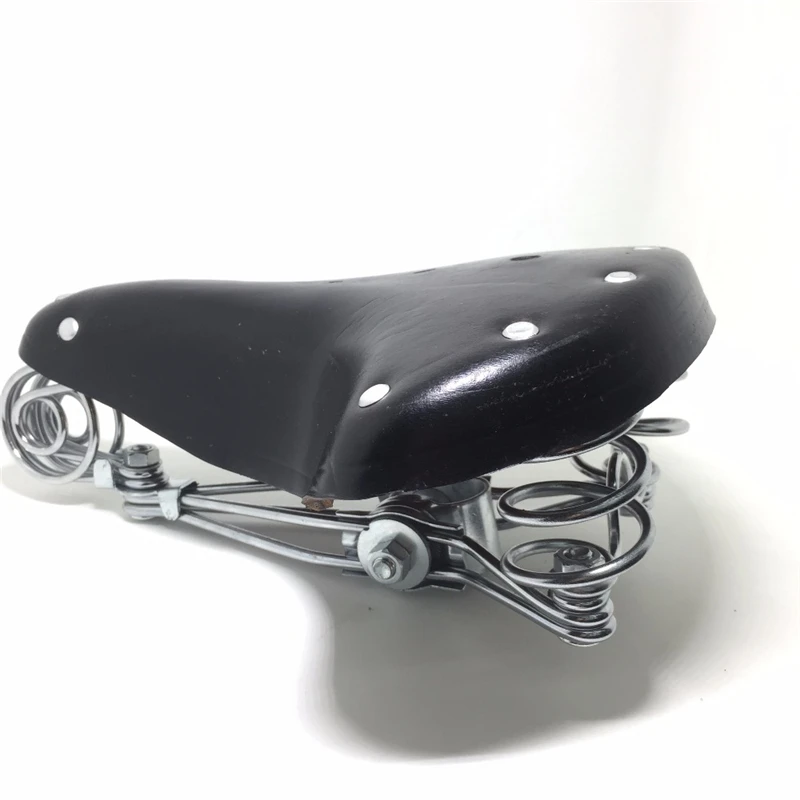 Riveting Cow Leather Seat Road Bike Traditional Old Style Bicycle SaddleStandard MTB Vintage Cushion Cycling Part