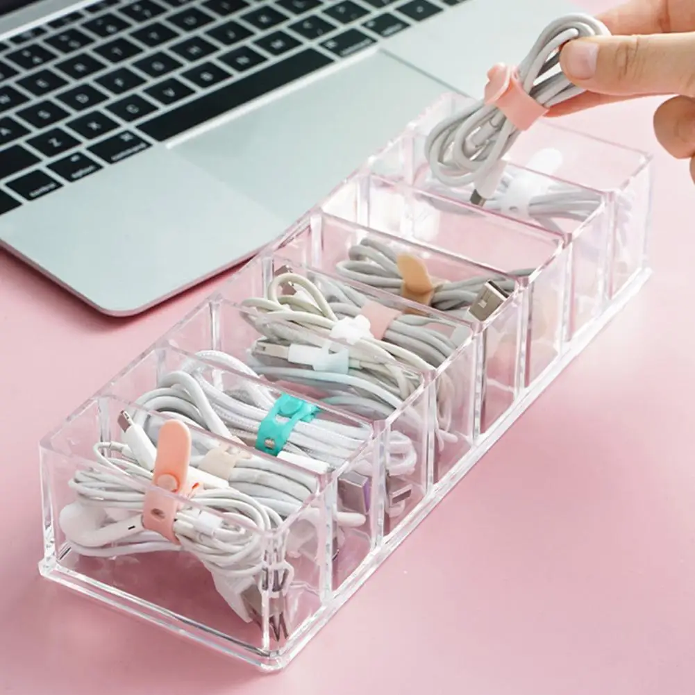 Portable Cosmetic Organizer with Compartments Acrylic Makeup Organizer with 8 Compartments for Lipsticks Brushes Data for Vanity