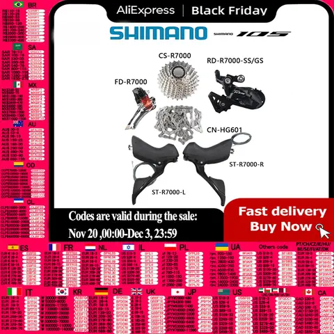 Shimano 105 R7000 groupe 2x11s manette de vitesse SS GS dérailleur avant dérailleur arrière Cassette HG601 groupe de vélo de route