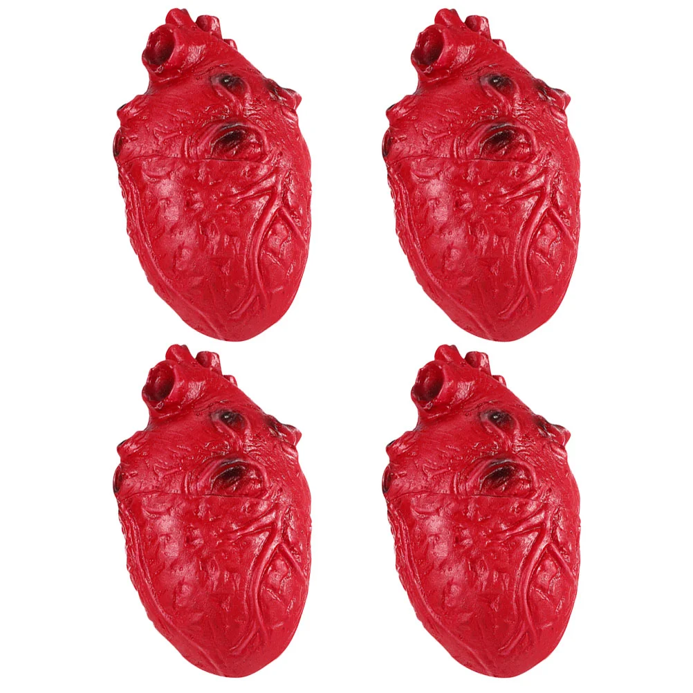 4 Pcs Halloween Horror Human Organs Simulated Heart Realistic Model Decor Fake Decorations Models Hearts Electronic