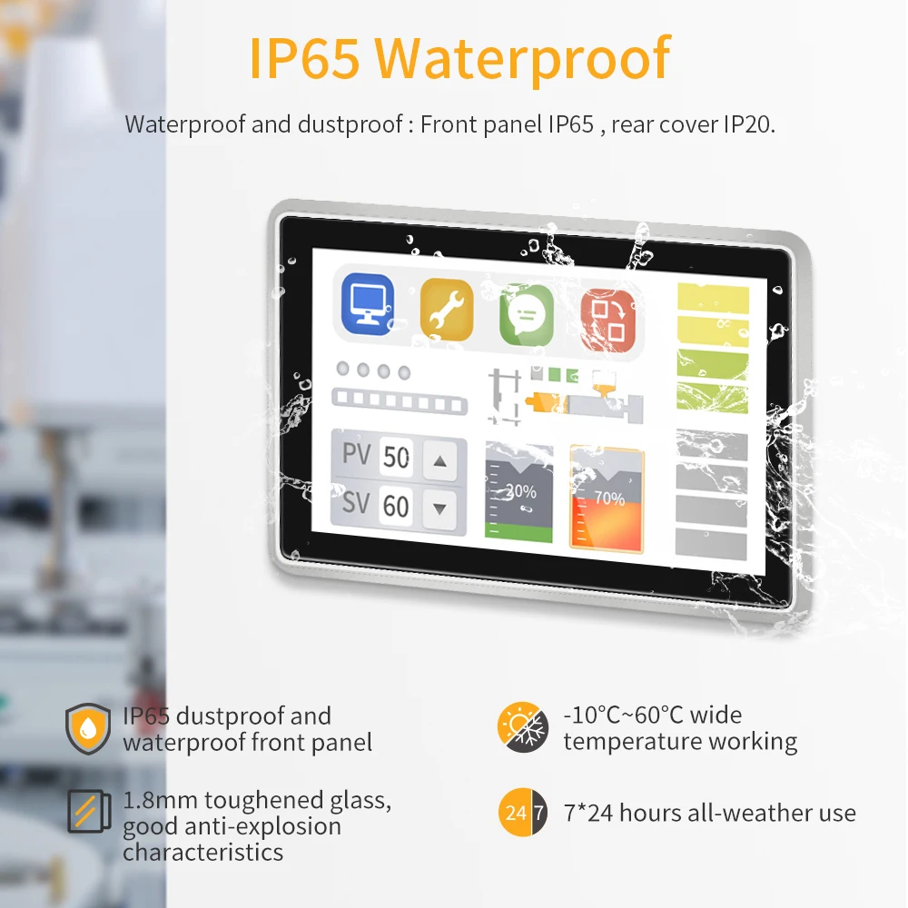 IXHUB 10.1Inch Embedded 30W POE Commercial All in One Computer IP65 Waterproof CPU RK3568 Android Ubuntu OS Monitor 3D Printer