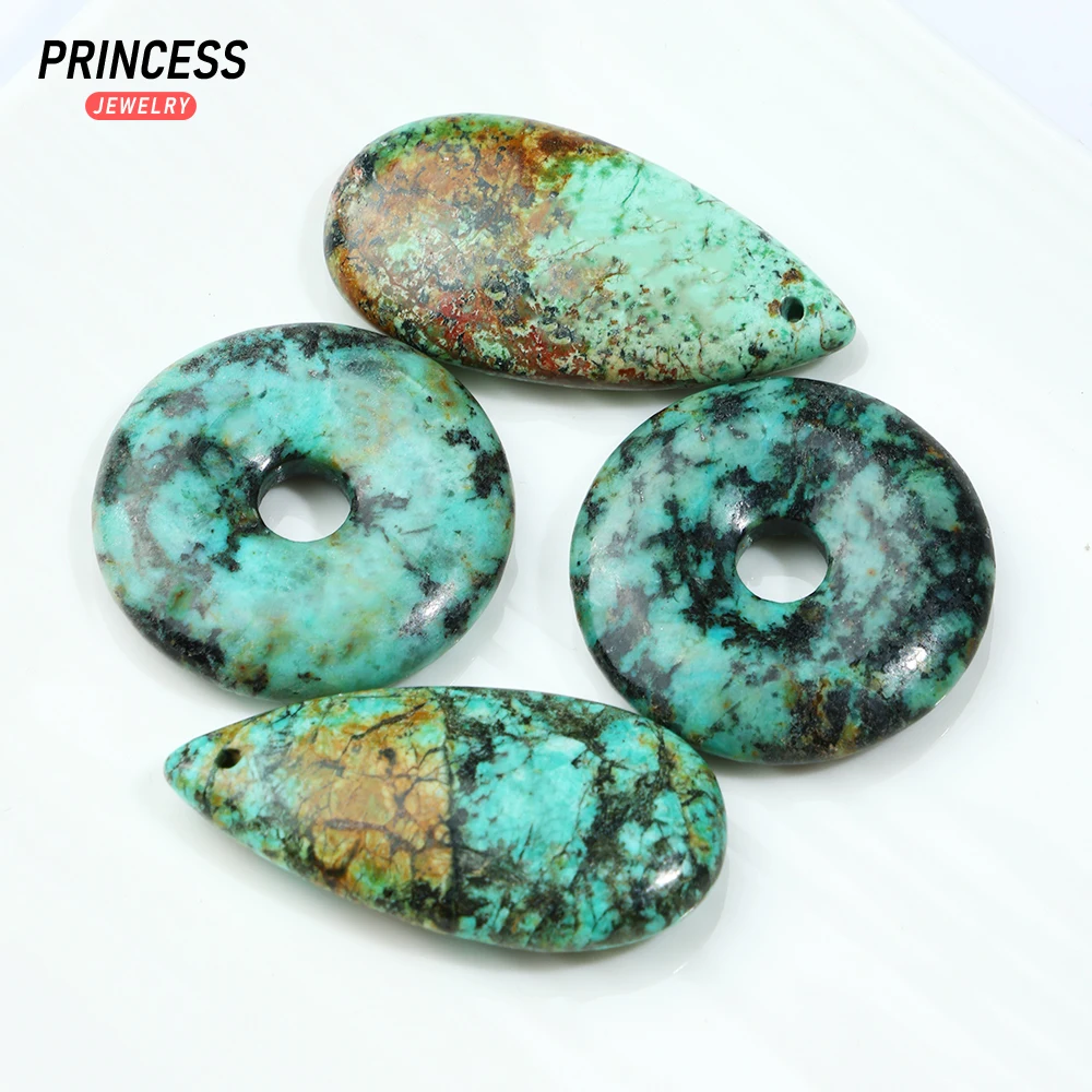 Natural African Turquoise 30mm 20mm Pendant Loose Gemstone Beads for Jewelry Making DIY Wholesale Gemstone Crystal Agate