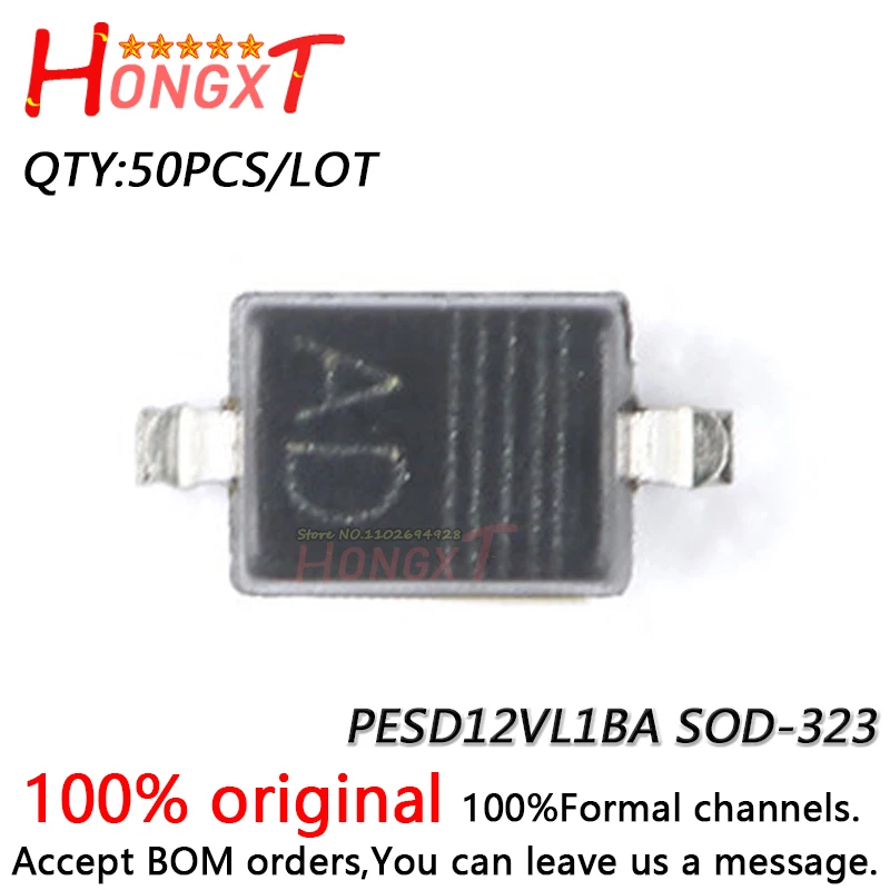 50PCS 100% NEW  PESD12VL1BA SOD-323 12V ESD.Chipset