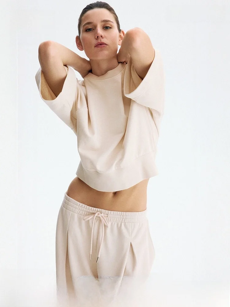 

H&M Spring New Women's Sweatirt Casual Sle Cotton Polyester Blend Comfortable Fit Hoodl Seven Sve Length