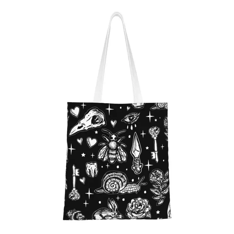 Full Of Secrets Oddities เวทมนตร์ Goth Punk Tote ถุงช้อปปิ้งแบบพกพา Canvas Shopper กระเป๋าสะพายกระเป๋าถือฮาโลวีน