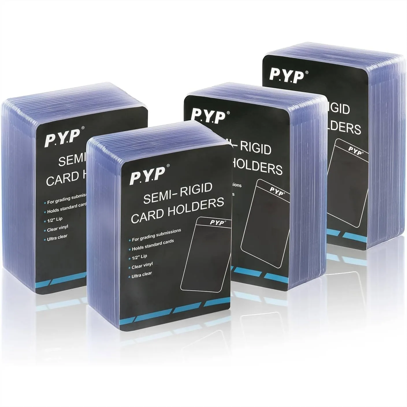 

200 Pcs Semi Rigid Card Holders With 1/2 Inch Lip For Standard Trading Cards Baseball Cards
