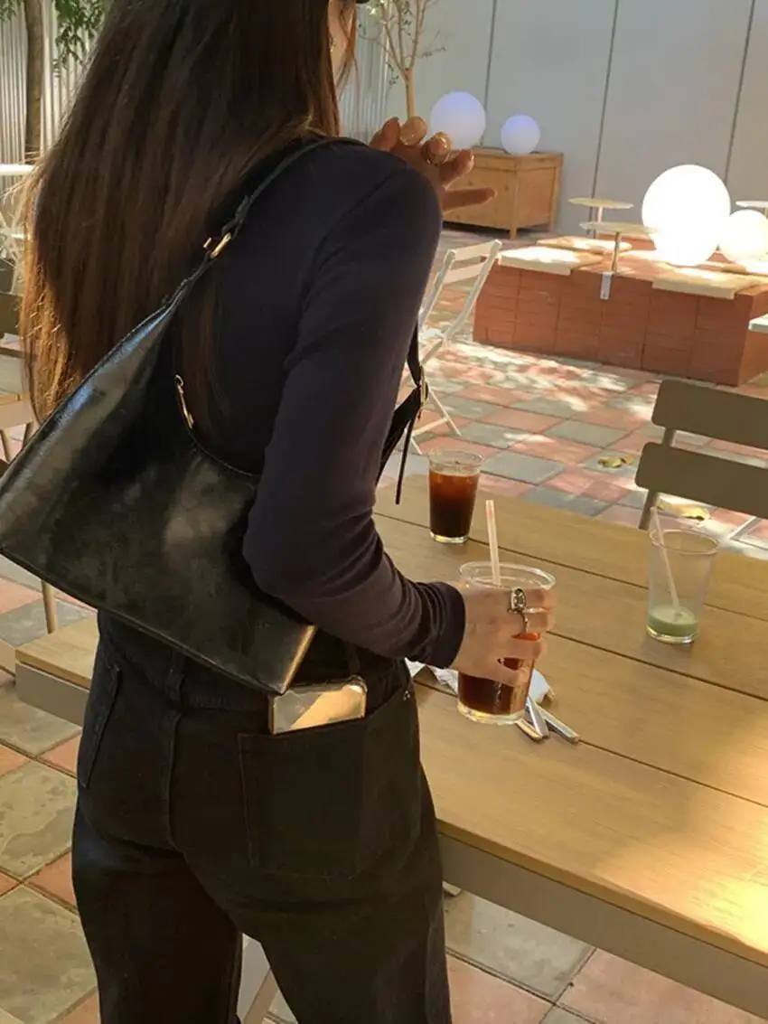 Bloom PU Leather Solid Handbags Women Spring Zipper Casual Tote Shoulder Female Haruku High Street Bag Ladies