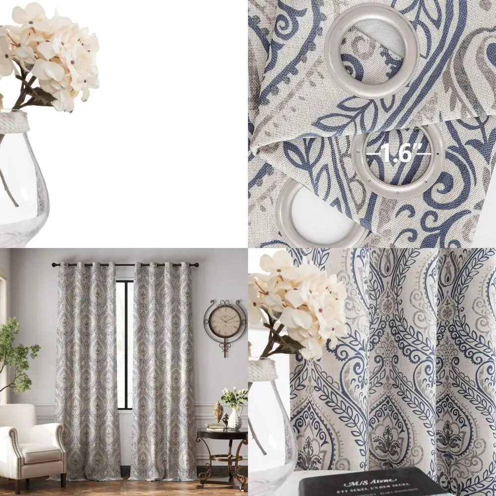 

Льняные текстурированные шторы для гостиной, затемняющие длиной 108 дюймов, шторы-медальоны для спальни, обработка окон с дамасским узором