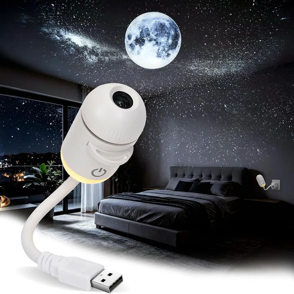 2027 Galaxy Projector Night Light Adjustable Focus USB Starry Sky Night Light Projector with 24 Projection Films 360° Projector