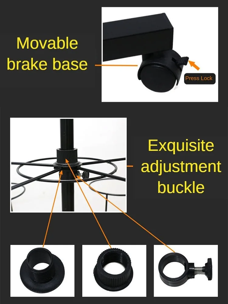 Metal Coat Racks Floor Hat Stand Modern Display Hat Standing Floor Clothes Hanger Rotating Hats Rack 360 Interior Furniture