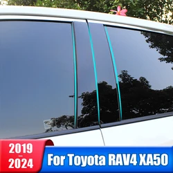 Car Door Window Pillar Post Trim Cover Gloss Mirror Black For Toyota RAV4 XA50 2019 2020 2021 2022 2023 2024 Hybrid Accessories