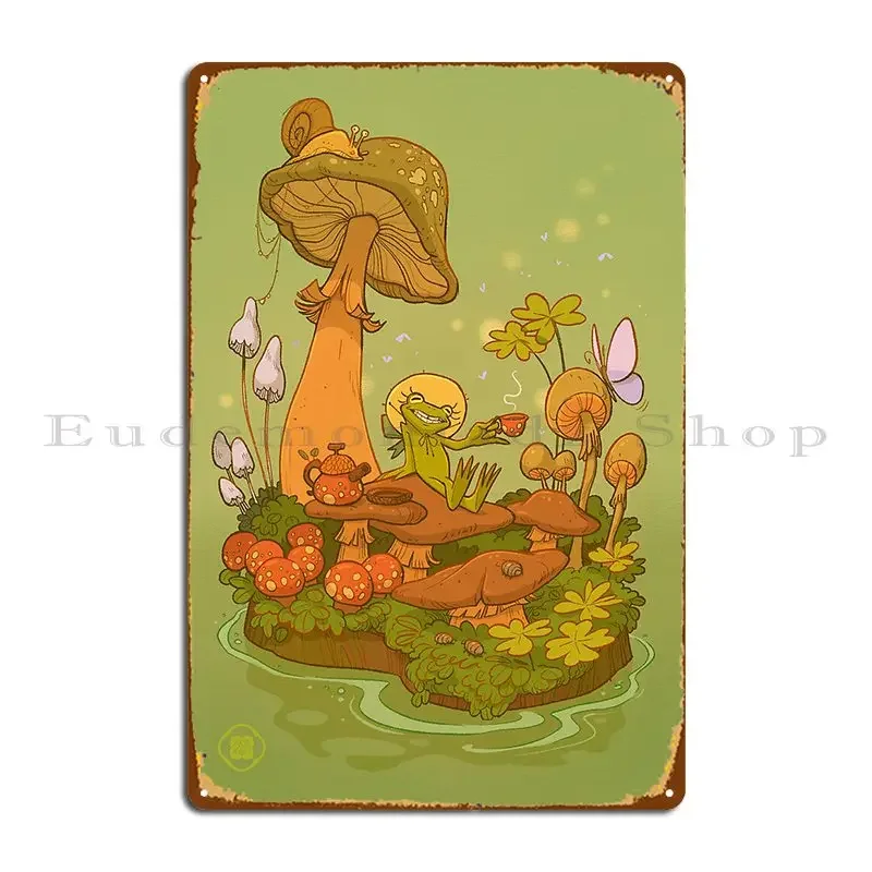 Toadstool Tea Time-Póster de placa de Metal para pared, cueva, Pub, cine, fiesta, crear cartel de estaño