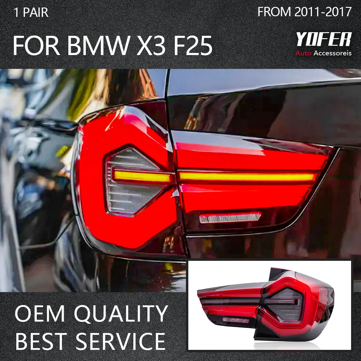 For BMW X3 F25 2011-2017 Modified Taillight Assembly Modified New Streamer Steering Full LED Auto Accessories