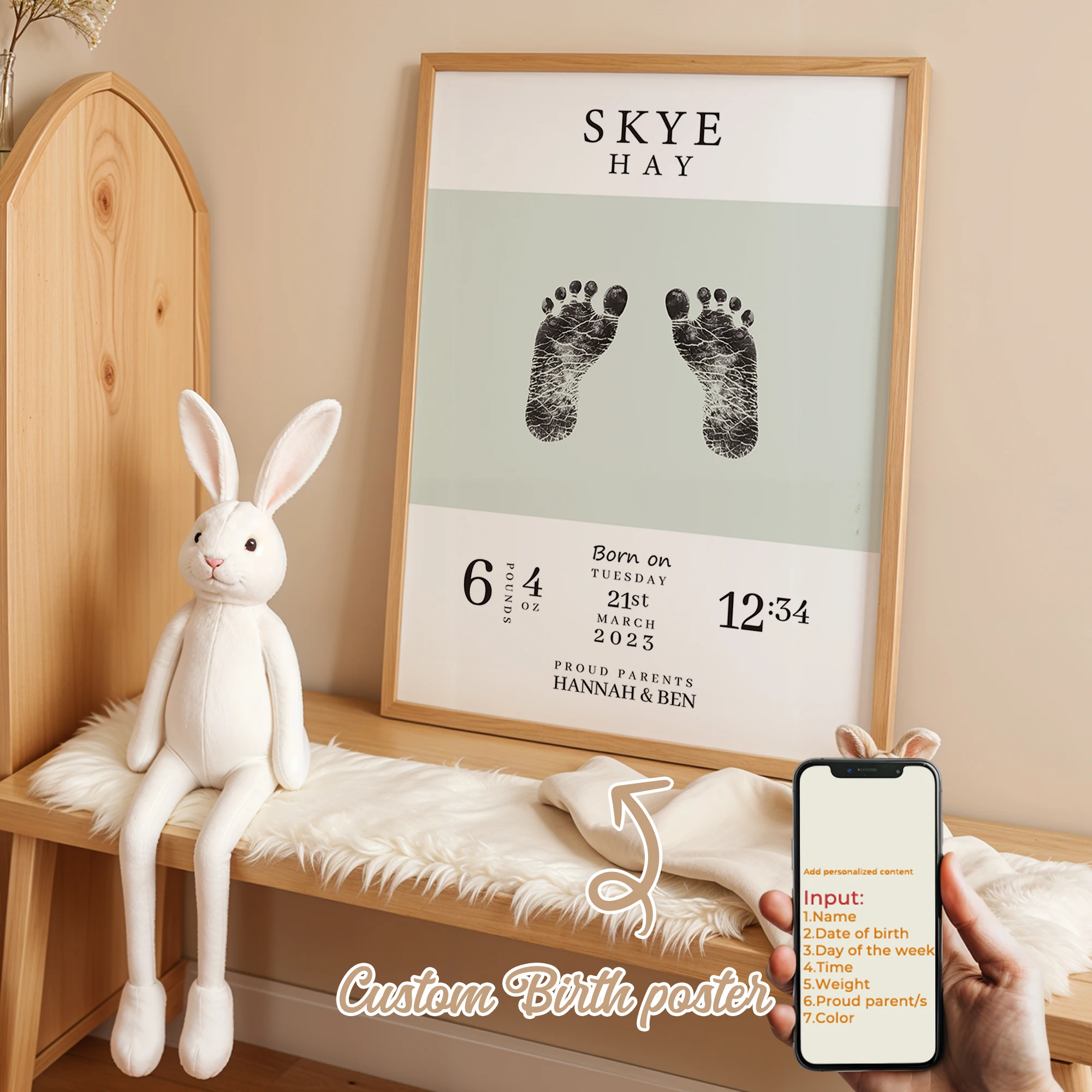 

Personalized Custom Name Birth Commemoration Wall Art Print Picture Canvas Poster Painting For Living Room Kids Room Home Decor