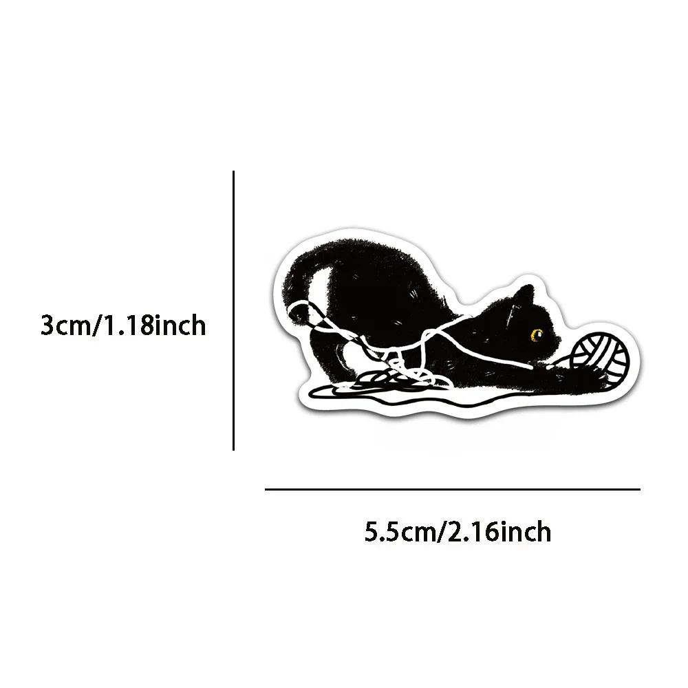 50PCS Cute Fun Black Cat Life Log Graffiti Stickers Scrapbooking Collage Material Suitcase Skateboard Phone Case Luggage Sticker