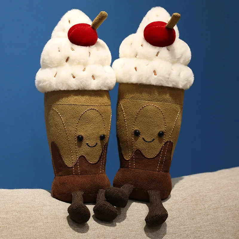 Jouet en peluche Milkshake au chocolat Marie, oreiller câlin en peluche super doux, cadeau de décoration de canapé de lit sur le thème de la nourriture mignonne pour les filles