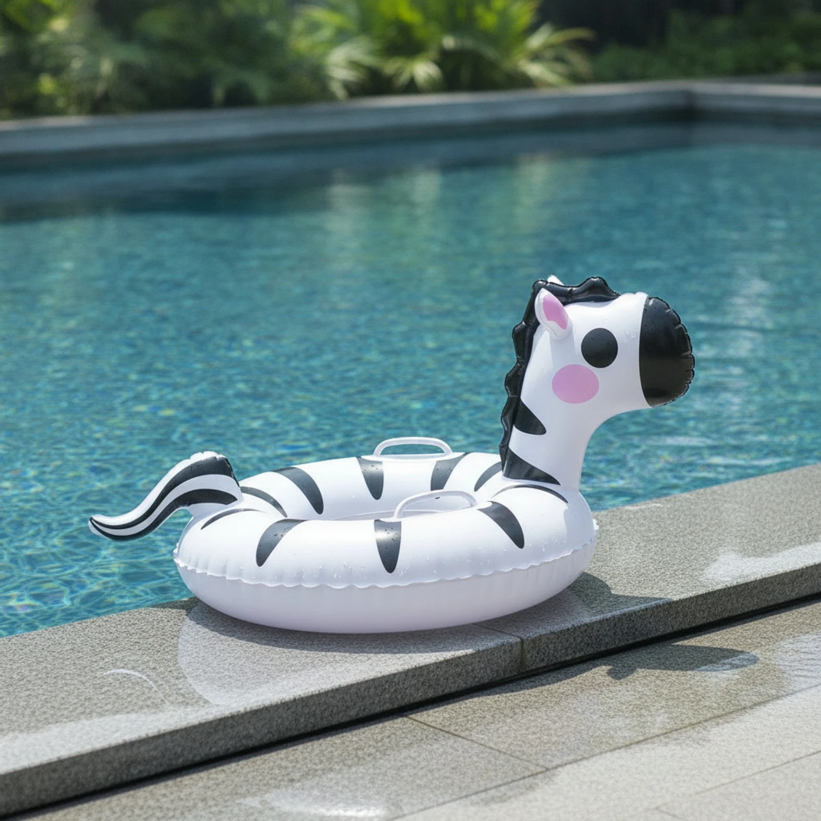 Striped Equine Pool Flotation Device Inflate Inflatable Striped Equine Swim Float with Open Design Glossy Swim Float With