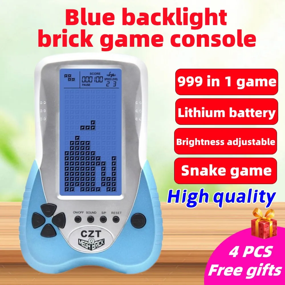 Novo CZT versão atualizada grande azul backlight tijolo jogo console cobra jogo built-in 23 jogo bateria de lítio (incluída) dom gratuito