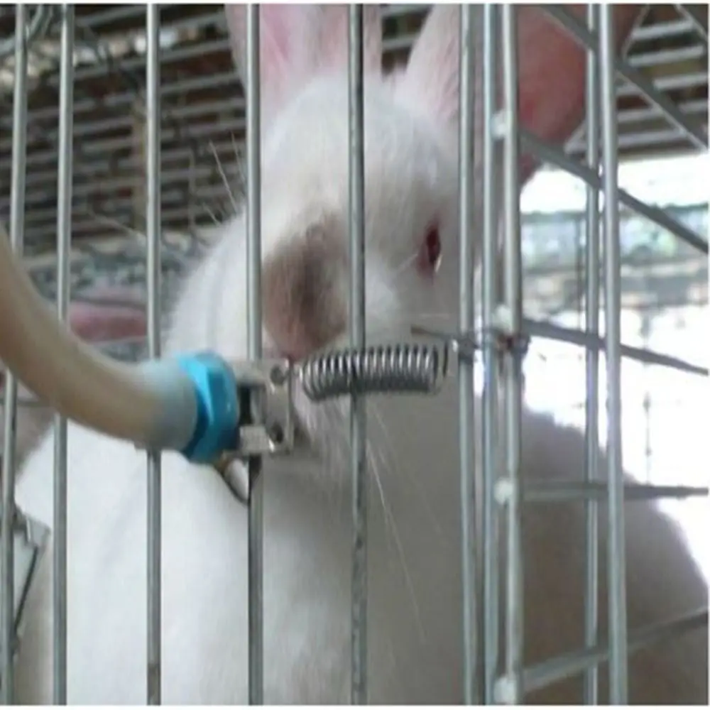 Metal&plastic Rabbit Water Drinker Nipple With Spring Double Hanging Type Water Feeder Automatic Rodents Waterer