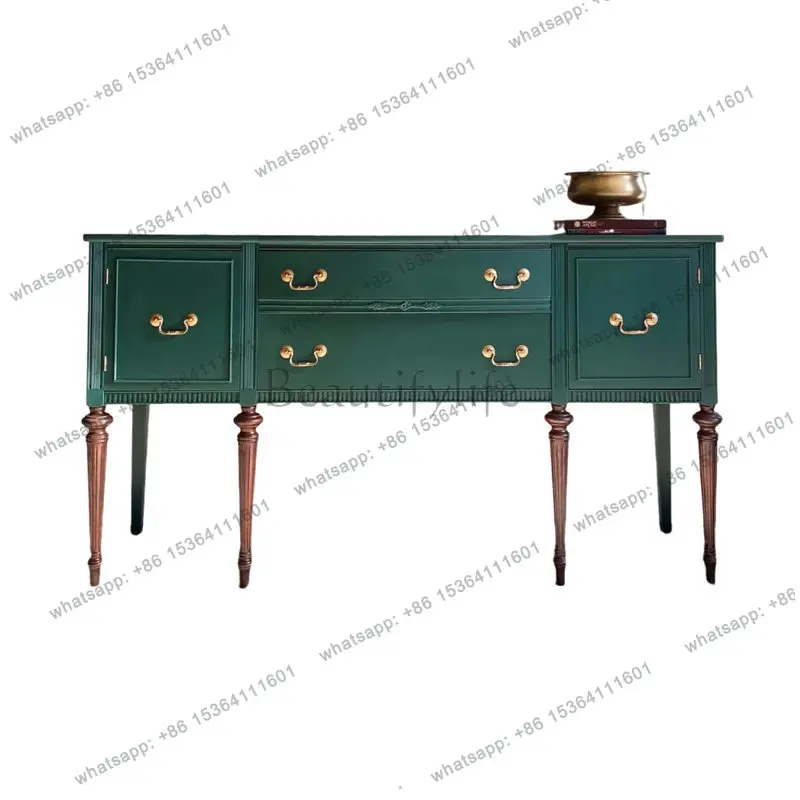 

American country solid wood carved sideboard French vintage entrance hall entrance cabinet