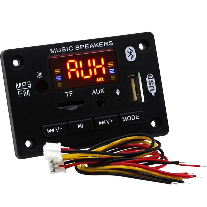 Car Bluetooth5.0 MP3 Decoder Board Color Screen TF Card U Disk AUX Player FM Radio Module for Vehicle Audio Speaker