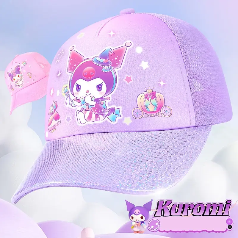 

Sanrioed Anime Kuromi Children Sun Protection Hat Cute Baseball cap Cartoon Breathable Sunhat Summer Camp Gift for Friend